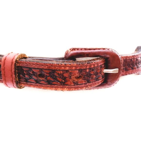 Mens Leather Crafted Concho Belt 44 Vintage Western Rustic Cabin-core Cowboy - Picture 5 of 8